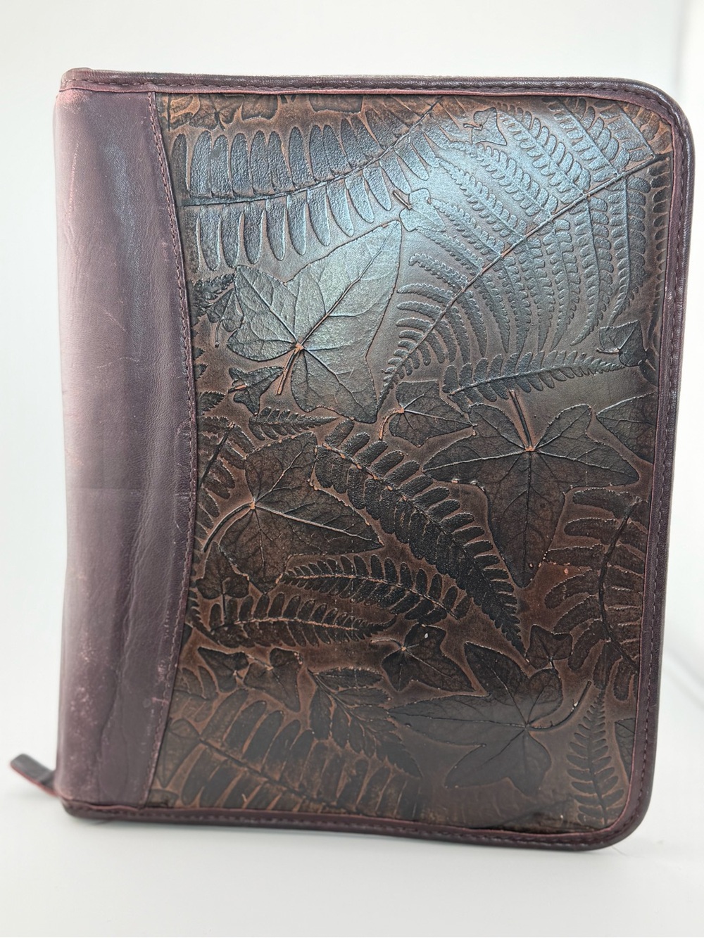Rare Franklin Covey Leather Leaf Embossed Planner Vintage Gorgeous-Timeless